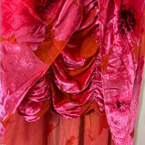 Anthropologie Hutch Strapless Ruched High-Low Dress in Red and Pink - Picture 11 of 14